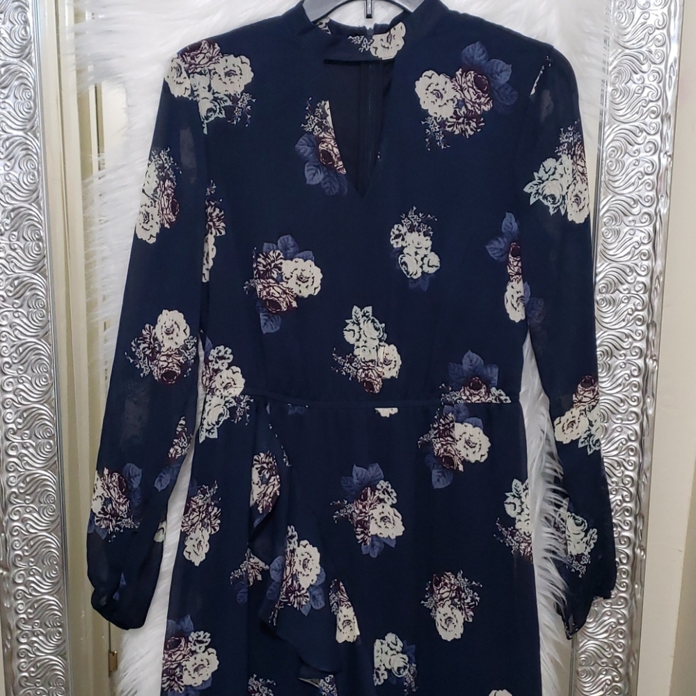 Long Blue xhilaration long sleeve DRESS - Picture 5 of 8